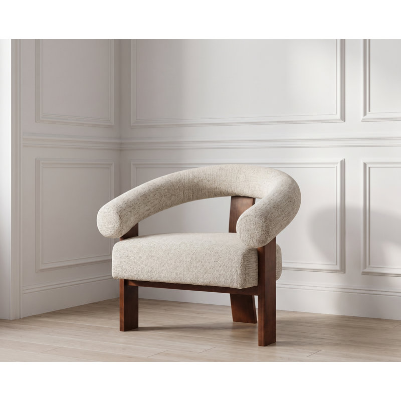 Elara 35" Sculptural Chenille Accent Chair, Taupe Chenille