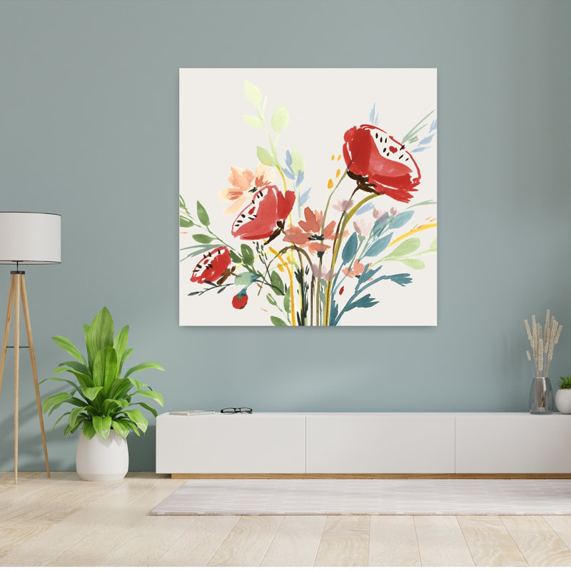 «Vibrant Bouquet In Bloom II», art mural contemporain abstrait, H 48 po x l 48 po