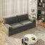 Canapé-lit convertible 4 places, chenille gris foncé, port USB