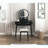 Black Finish Vanity Dresser with LED Mirror, 4 Drawers and Stool-782870817