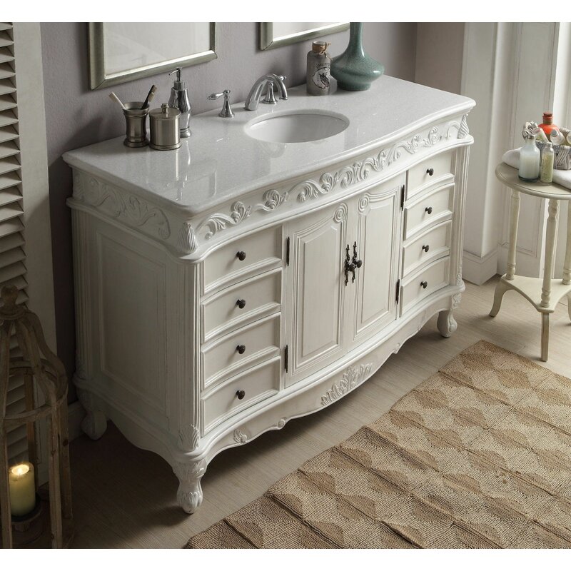 One Allium Way® Conradine 56'' Single Bathroom Vanity with Marble Top ...