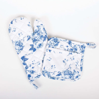 Ensemble de mitaines de four Blue Rose