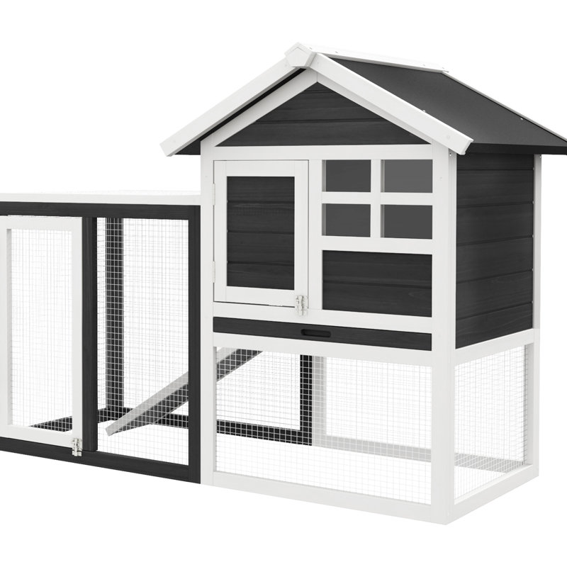 Cage à lapin gris 48 "avec toit en asphalte - en bois pour l'intérieur et l'extérieur