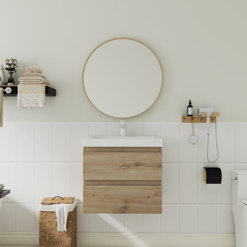 Armoire de salle de bain murale intégrée 24 po en bois naturel, Chêne naturel