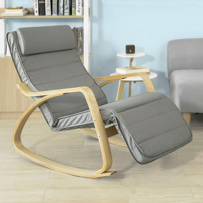 Carnelian Solid Wood Rocking Chair, Dark Grey
