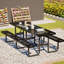 Table de pique-nique en métal robuste pour 10 personnes, table de salle à manger extérieure avec trou pour parasol, structure en acier galvanisé antirouille, capacité de 882 lb-130155017-130155016-130155014