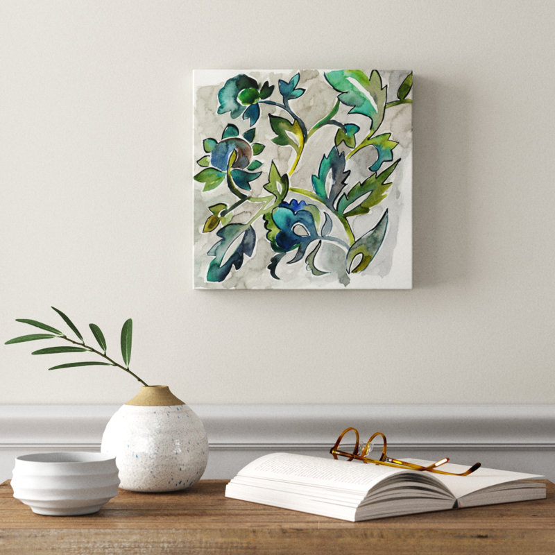 Sapphire Vine II by Chariklia Zarris - Wrapped Canvas Painting, 30cm H x 30cm W