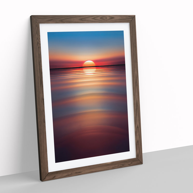 Cool Sunset - Single Picture Frame Painting, 46cm H x 34cm W x 2cm D, Walnut