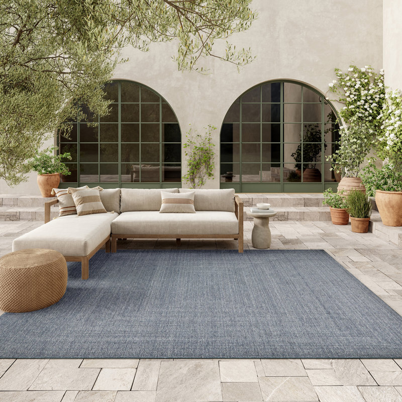  Tulum 8' x 10' Denim Outdoor Rug, Rectangle 8' x 10', Denim