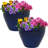 Chalet 9.5" x 9.5" x 8" Round Ceramic Outdoor Planter 2-Count - Imperial Blue-765208648-765246697