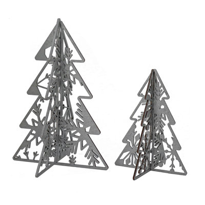 Décoration de table arbres de Noël en bois The Holiday Aisle®, argent
