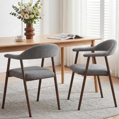 Chaises de salle à manger rembourrées en lin avec pieds en métal pour cuisine et salle à manger