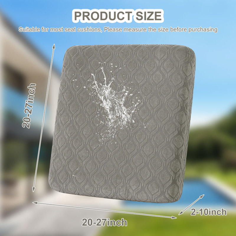 6 Pcs Waterproof Couch Cushion Covers，Washable Stretch Outdoor Patio Furniture Covers, Gray