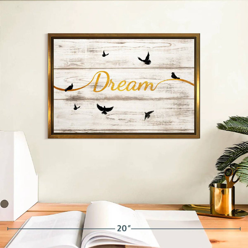Rêve typographie V, Cadre flottant doré, 13 po x 9 po