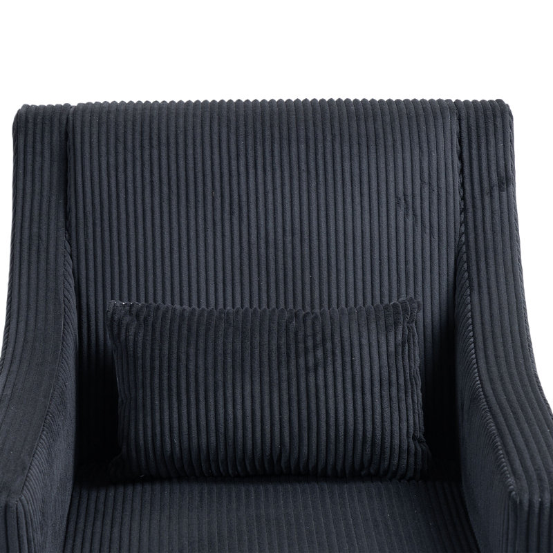 Fauteuil de 26,7 po de largeur, Velours côtelé noir