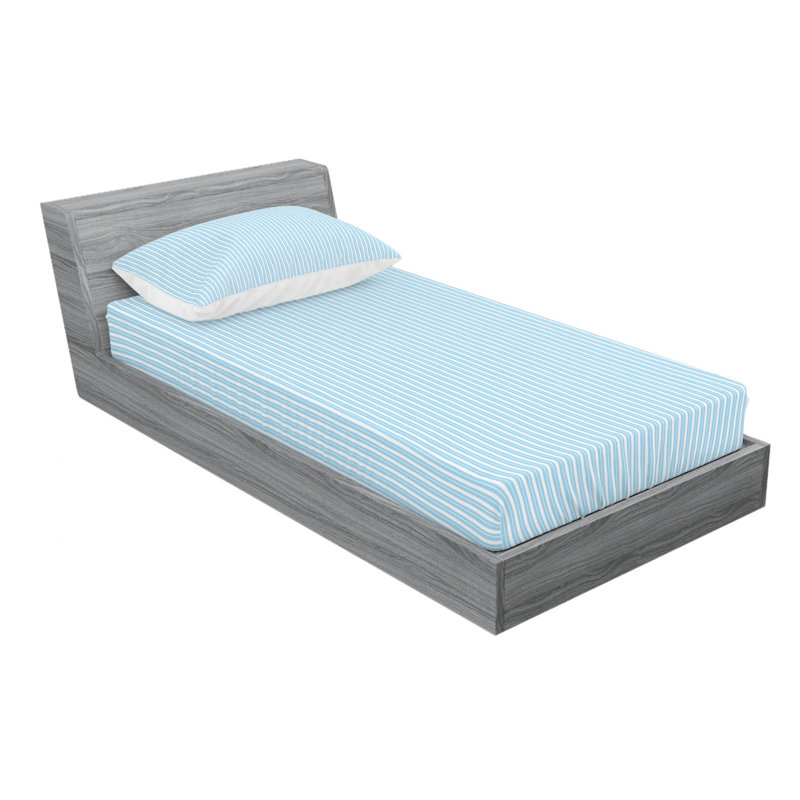Microfiber Striped Sheet Set, Twin Sheet Set with Fitted Sheet, Light Blue Stripe