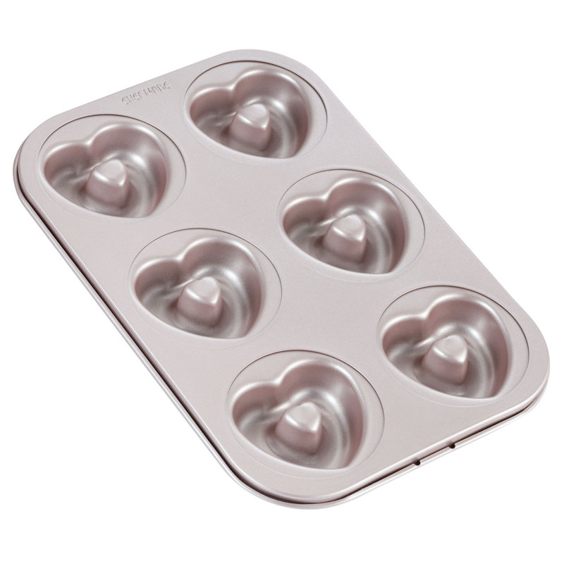 CHEFMADE 6 Cavity Heart-shaped Donut Mold Cake Pan