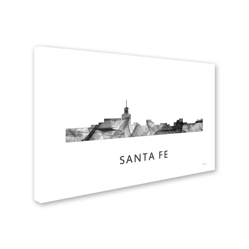 « santa fe new mexico horizon wb-bw » par marlene watson, impression sur toile tendue, H 12 po x l 19 po x P 2 po