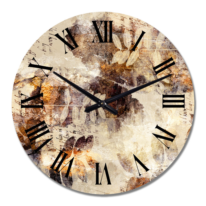 Horloge murale brune à motif grunge orange et gris, Grand