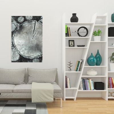 Stacked Wood Logs - Black Miscellaneous Canvas Home Decor