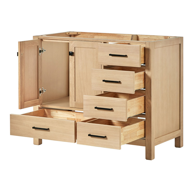 Cambridge 42'' W Single Bathroom Vanity Base, Oak, Matte Black