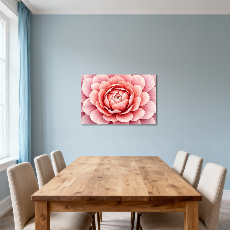 Plantes et fleurs, impression de motif floral rose, H 24 po x l 36 po
