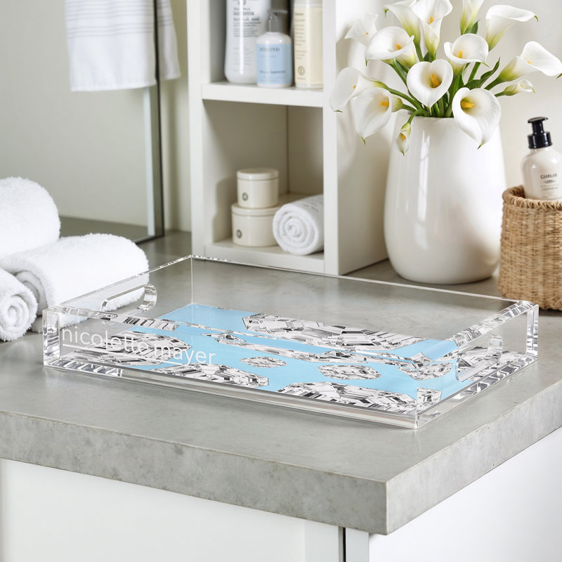 Plateau décoratif rectangulaire en acrylique avec pierres précieuses Got Rocks, L 12,5 po x P 7,75 po x H 2 po, Poussoir