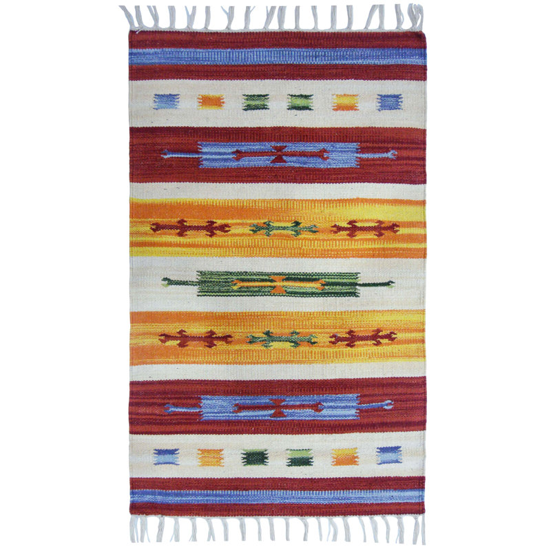Southwestern Cotton Hand Woven Area Rug, Rectangle 60 x 90cm