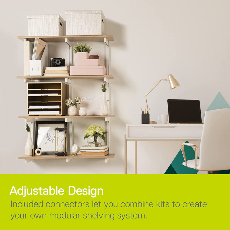 White 2-Tier Floating Wall Shelf Bracket Kit