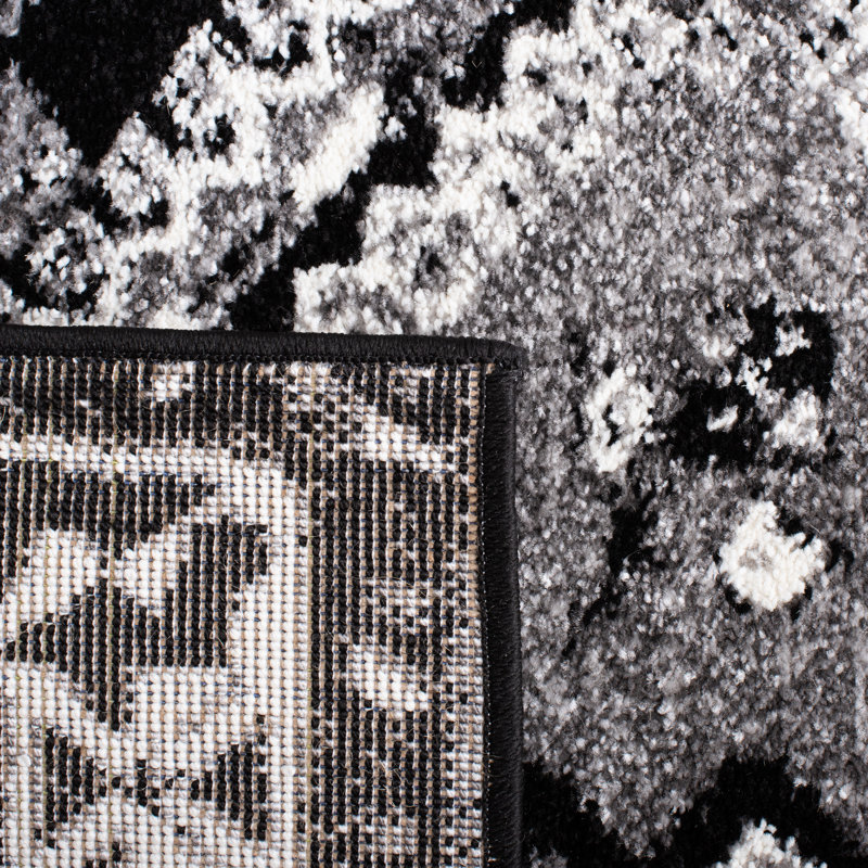 Tapis gris / noir Southwestern, Rectangle 8 pi x 10 pi
