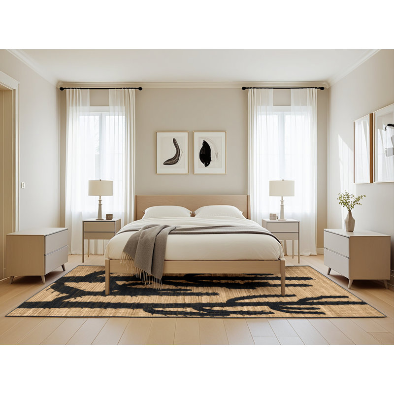 Tapis noir lavable à la machine, Rectangle 5 pi x 8 pi