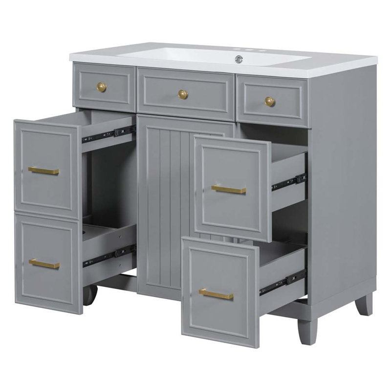 Meuble-lavabo simple 36,11 avec comptoir, Gris