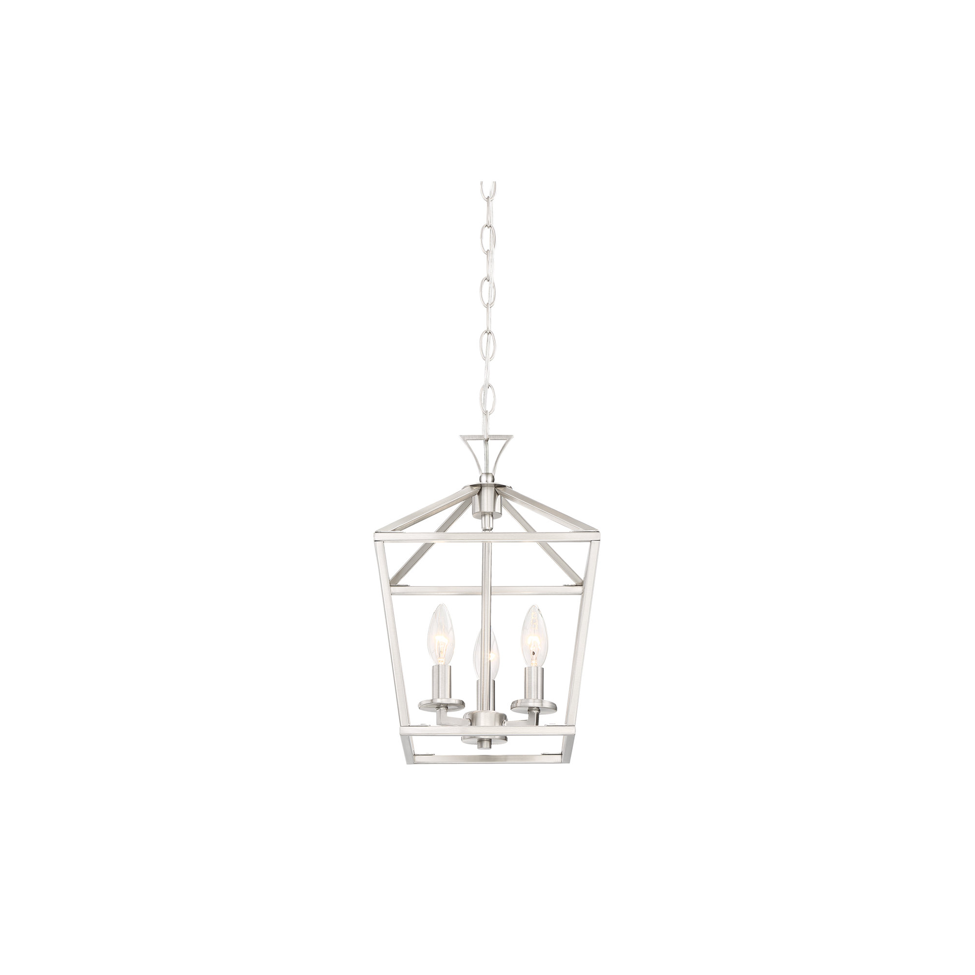 Hastings 10" W 3-Light Geometric Lantern Chandelier, Satin Nickel