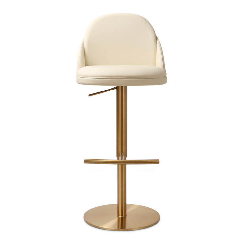 Finta 360 Degree Swivel Counter Stool, Off White/Gold