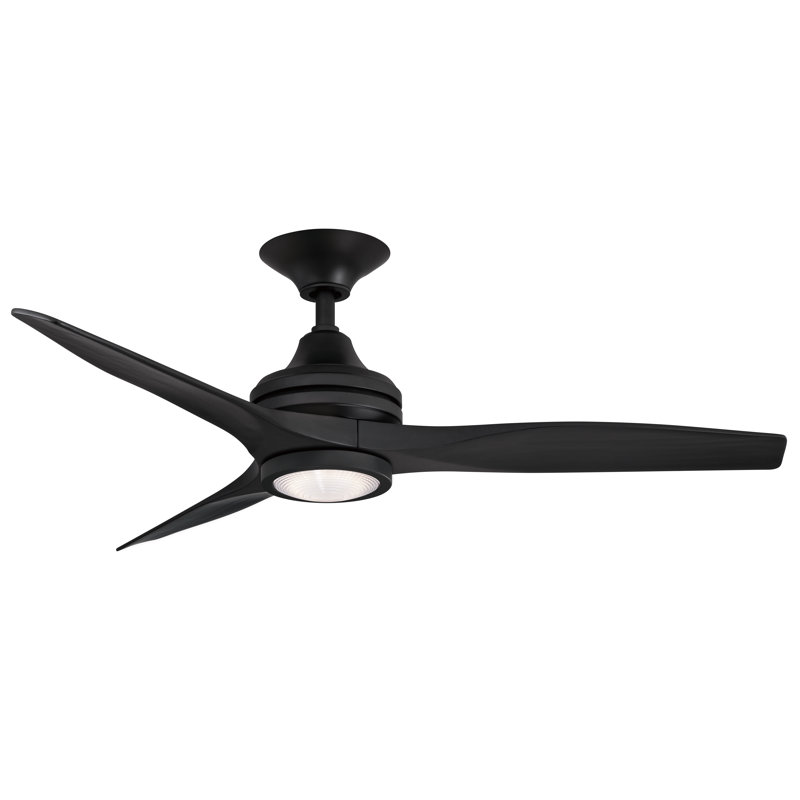 Spitfire 48 inch Indoor/Outdoor Ceiling Fan with LED Light Kit - Black with Black Blades, Black, Black