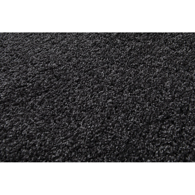 Alyson Plain Shaggy Grey/Black Rug, Rectangle 120 x 170cm