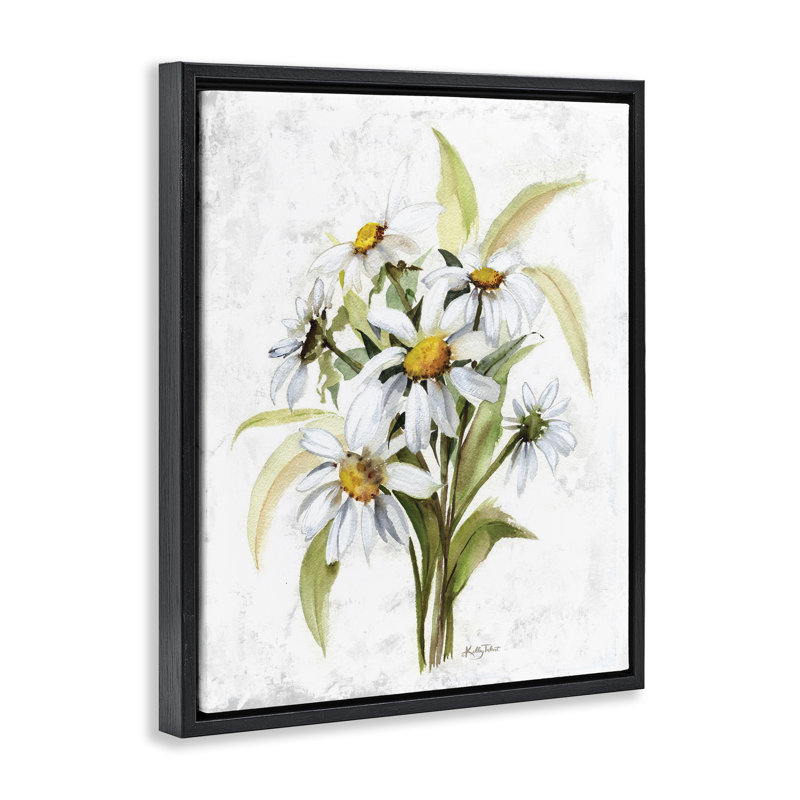 "Simple Daisy Bundle", art mural encadré noir par Kelley Talent, Cadre flottant noir de jais, H 21 po x l 17 po