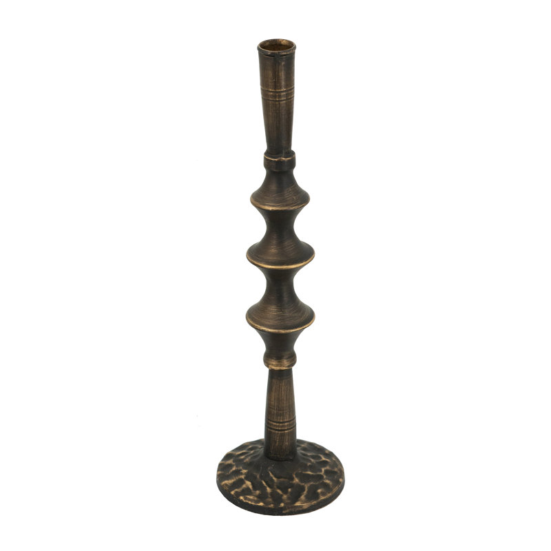 Porte-bougie sculptural en fer noir, H 13,8 po x l 3,9 po x P 3,9 po