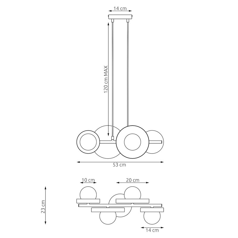 - Light Matt Pendant, Mokka, 4 Lights