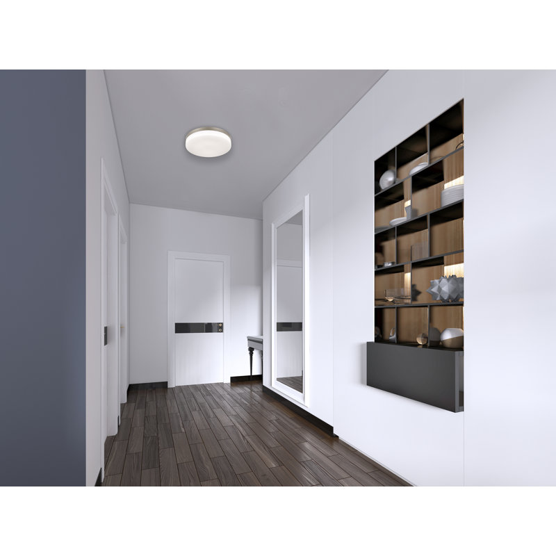 LED Flush Mount, Satin Nickel, 2.5" H x 14" W x 14" D