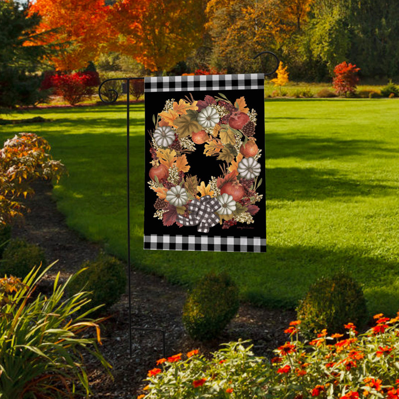 Fall Pumpkin Wreath Garden Flag