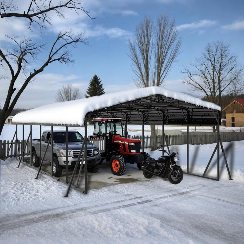 20 ft. W x 30 ft. D Heavy Duty Metal Carport, All-Weather Carport Shelter with Reinforced Steel Frame & Metal Roof, Quick-Install Canopy for Cars, Trucks, RVs, or Outdoor Storage, Backyard Driveway Garage Alternative