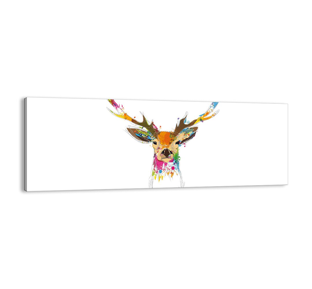 Leinwandbild - Grafikdruck „Gentle Deer Bathed in Colour”