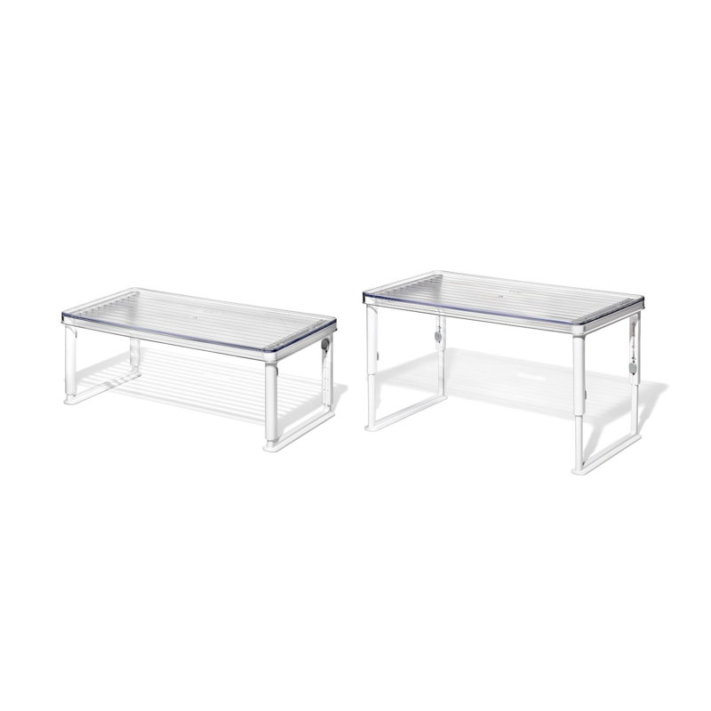 Clear Adjustable Refrigerator Shelf Riser with Non-Slip Feet