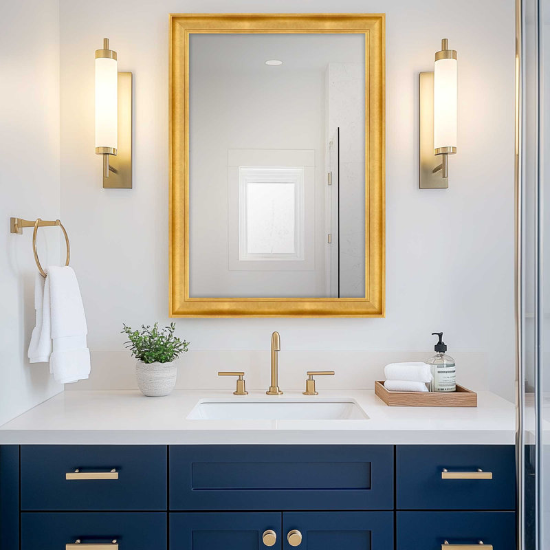 Eleganza Solid Wood Flat Mirror, Gilded Gold, 41.5" x 29.5"