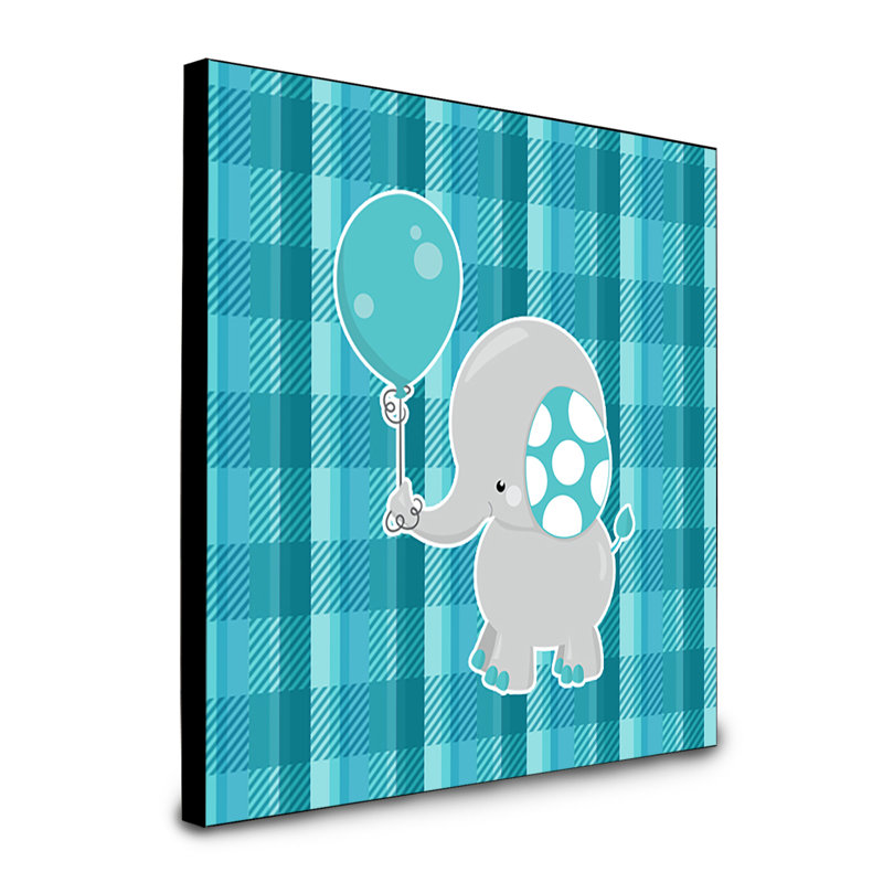 Panneau mural éléphant avec ballon Fluery, bleu