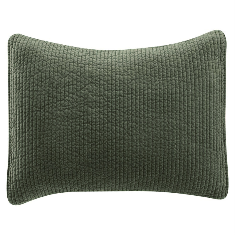 Taie décorative moderne en velours de coton matelassé Stone, Simple, Vert fougère