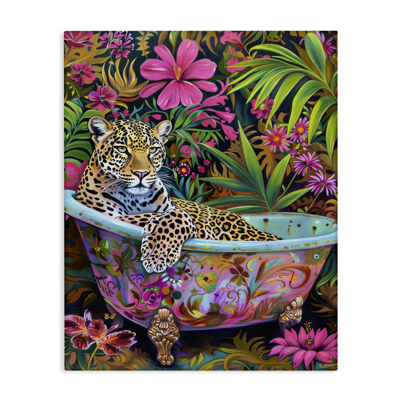  Toile tropicale tropicale léopard sur toile par LSR Design Studio, H 30 po x l 24 po