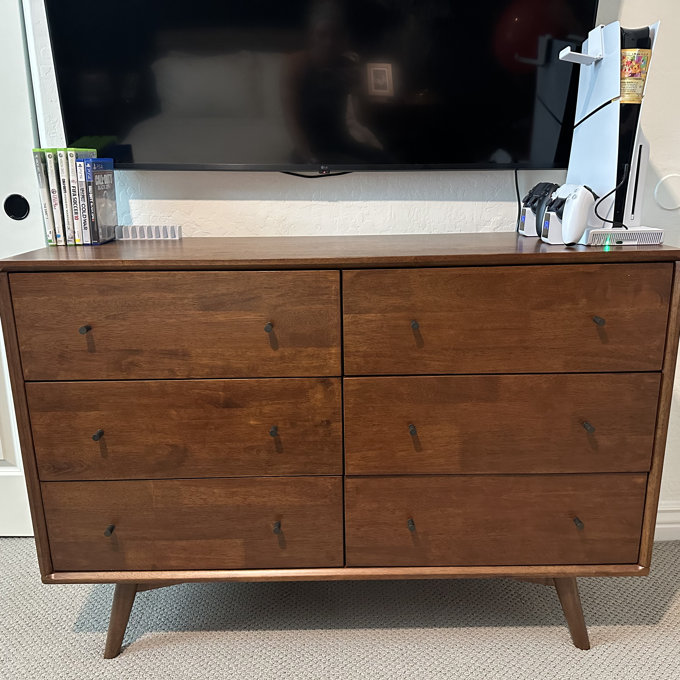 shamar mid century modern 6 drawer double dresser Amish Kiel Mid-Century Modern Solid Wood Double Dresser