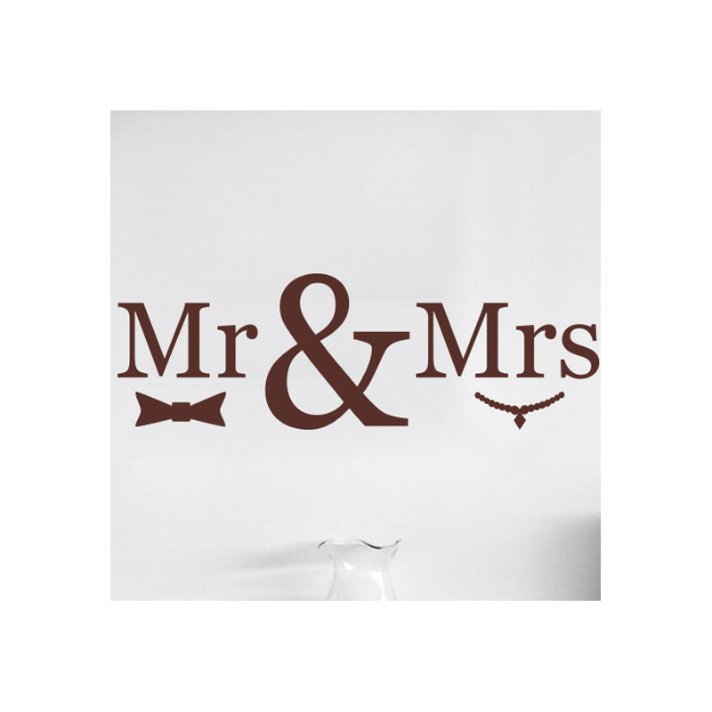 Mr Mrs Wall Sticker, Large, Brown